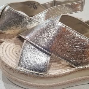 Marc Fisher light gold wedges espadrilles size-9.5